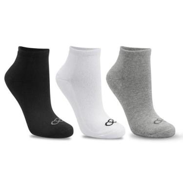 Imagem de Meia Cano Curto Olympikus pacote c/ 3 pares Feminino, Preto, 33-38