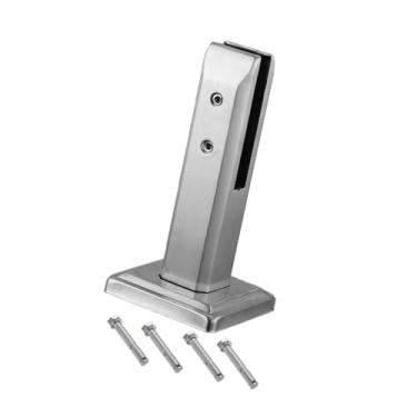 Imagem de Gralara Grampo de vidro com parafusos para cerca de piscina, espigão de corrimão, poste de fixação de desempenho estável, clipe de vidro para poste de, Prata, Altura 20cm
