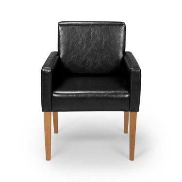 Imagem de Cadeira Poltrona Capri Decorativa Couríssimo Sala De Estar Escritório Recepção Império Preto