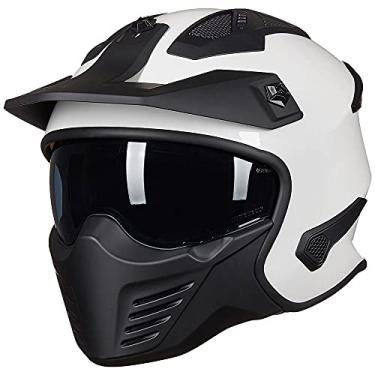 Imagem de ILM Capacete de motocicleta de rosto aberto 3/4 para ciclomotor, quadriciclo, UTV, Motocross, Cruiser, Scooter, DOT, modelo 726X (branco, M)