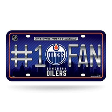 Imagem de Rico Industries NHL Hockey Edmonton Oilers #1 Fan Metal Auto Tag 21,5 cm x 28 cm - Ótimo para caminhão/carro/SUV