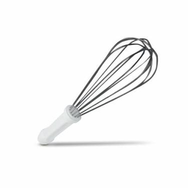 Imagem de Batedor 25cm Branco Arame Grosso para Massas de Pão Panelinha Rosa