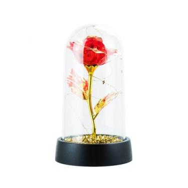 Imagem de Luminária Cilíndrica Rosa Vermelha Dourada Confete  15cm - Taimes