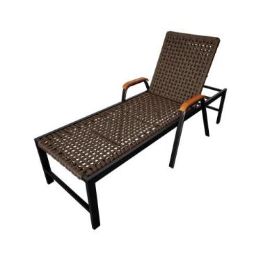 Imagem de Espreguiçadeira Luxo Liz em Corda Naútica Marrom Escuro e Alumínio - A