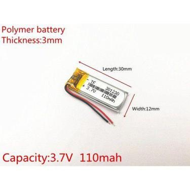 Imagem de Bateria 3,7v 110mah 3mm X 12mm X 30mm  C/2 Fios Carta - KMIG