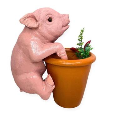 Imagem de Porco Porquinho em Resina para pendurar Decoração de Jardim - LZ Decor