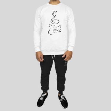 Imagem de Conjunto Calça e Blusa Moletom Careca Sem Capuz Algodão Estampado Viol