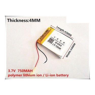 Imagem de Bateria  3,7v 750mah 4mm X 34mm X 43mm Gps Mp4 - KMIG