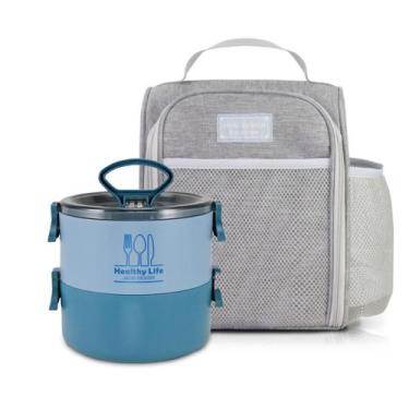Imagem de Bolsa Térmica Lancheira Necessaire + Marmita Lanches Bebidas Fitness A