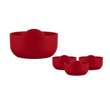 Imagem de Kit 4 Super Bowl Vermelho 475Ml Plástico Premium - Bb Store
