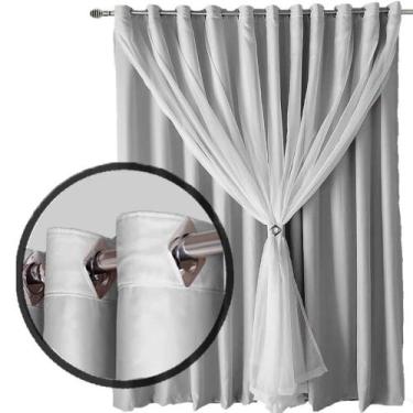 Imagem de cortina para apartamento janela 2,80 x 1,60 Ana cinza - Bravin Cortina