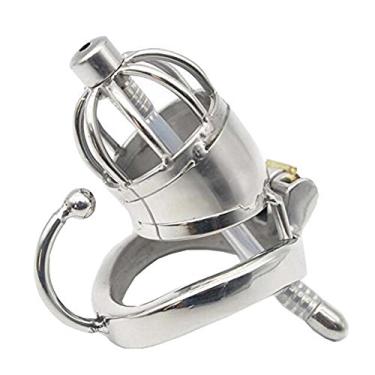 Imagem de Gaiola de castidade masculina de aço inoxidável com som uretral e dispositivo de anel peniano de arco base(3 Size Rings)