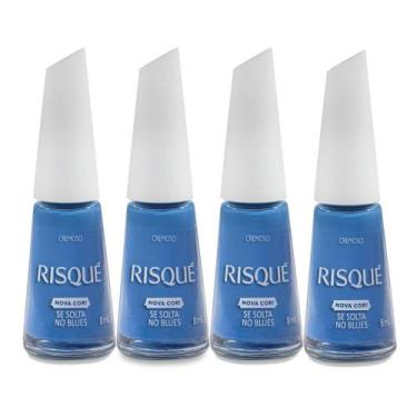 Imagem de Kit 4 Esmalte Risqué Cremoso Nova Cor Se Solta no Blues 8ml