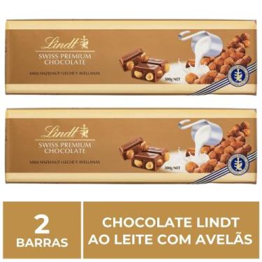 Imagem de Chocolate Lindt Premium, Ao Leite c/ Avelã, 2 barras de 300g