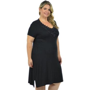 Imagem de Vestido Inglês Plus Size Fenomenal, Preto, 50