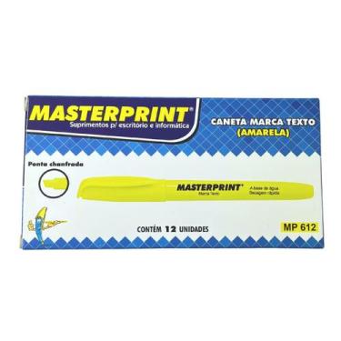 Imagem de Marcador de Texto Masterprint Ponta Chanfrada 12 Uni Amarelo Neon