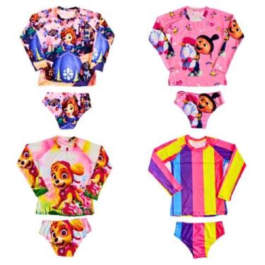 Imagem de Conjunto de banho infantil com estampas, proteção e manga comprida - M