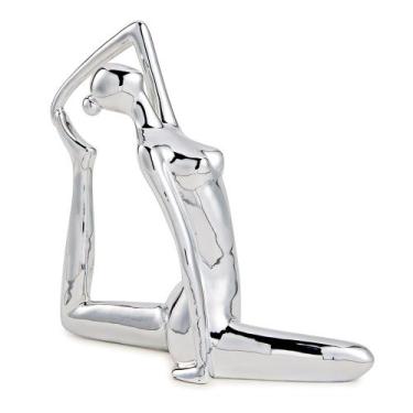 Imagem de Escultura Decorativa de Yoga em Porcelana 18,5x19,5x6,5 Prata G39 - Gr