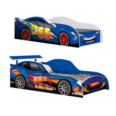 Imagem de Kit Quarto Irmãos Cama Infantil E Cama Solteiro Carros - Azul - MOVEIS
