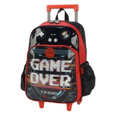 Imagem de Mochila de Rodinha Escolar Up4you Azul Vermelho Gamer Luxcel, Vermelho