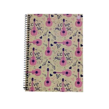 Imagem de Caderno De Musica Grande 80 Folhas Pentagrama Capa Dura I Love Music -