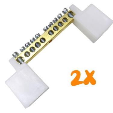 Imagem de Kit 2 Barramento Universal Neutro ou Terra com 10 Furos para Painel Qu