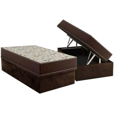 Imagem de Conjunto Box Solteiro: Colchão Espuma Ortobom D33 Physical Hiper Resistente 20 + Base CRC Suede Brown (88x188)