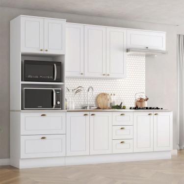 Imagem de Cozinha Completa Americana 10 Portas 5 Gavetas 100% Mdf Branco Calcare - Henn