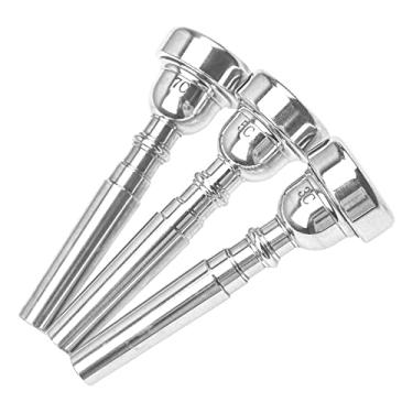 Imagem de Conjunto de 3 peças de bocal de trompete Yootones 7C 5C 3C para jogadores iniciantes e profissionais (prata)