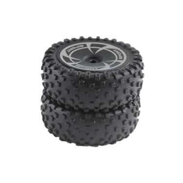 Imagem de menolana 2 peças 1/14 RC pneus dianteiros, 70 mm de diâmetro RC caminhão pneu roda, roda aro e pneus conjunto para Wltoy 144016 veículos DIY