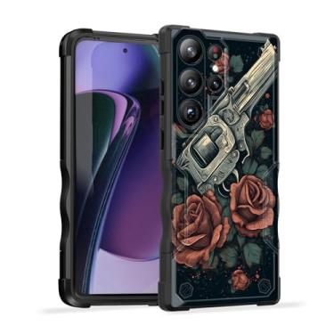 Imagem de EFGWSDER Capa para Galaxy S25 Ultra, [camada dupla][Proteção contra quedas de grau militar de 3,5 m] Capa resistente à prova de choque para Samsung Galaxy S25 Ultra 6,8 polegadas 2025, armas e flores