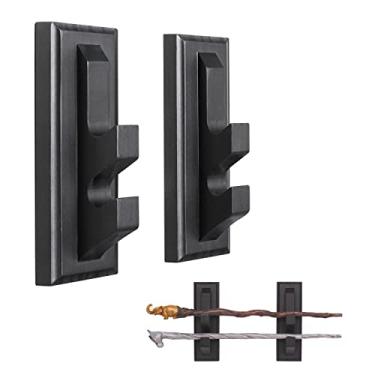 Imagem de Wall Mount Wizard Wand Display Magic Wands Stand Wooden Holder 2 Tier Black