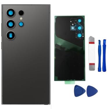 Imagem de Substituição de vidro traseiro para Galaxy S24 Ultra para Samsung Galaxy S24 Ultra 5G com lente de câmera pré-instalada e adesivo + kits de ferramentas de reparo (cinza escuro)