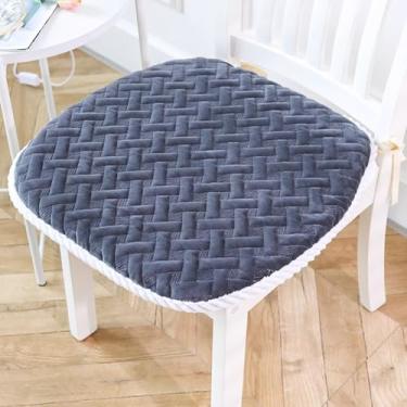 Imagem de OASISEN Almofada de assento adornada confortável de cor sólida, durável, espessa, antiderrapante, almofada de cadeira respirável para quatro estações, para cadeira de escritório, cadeiras de jantar