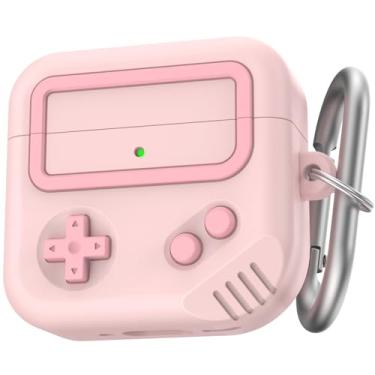 Imagem de TRONWIN Capa para AirPods 4, capa de silicone com design de console de jogos para Apple AirPods 4 geração com cancelamento de ruído ativo, compatível com capa fofa para AirPod 4 2024 (rosa)