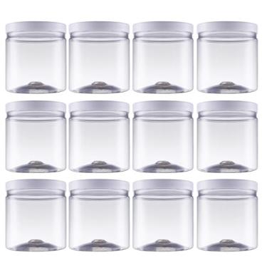 Imagem de Kit 12 Potes Plástico 1 Litro Tampa Branca Porta Mantimentos