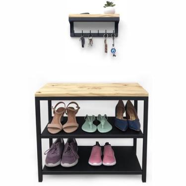 Imagem de Kit Sapateira e Porta Chaves Strassis Design SD-5003 Metal e Madeira C