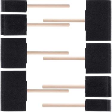 Imagem de HINZIC 8 pincéis de tinta de espuma, 10 cm, 7,6 cm, 5 cm, 2,5 cm com cabo de madeira para pintura, coloração, vernizes faça você mesmo projetos de artesanato limpeza eletrônica