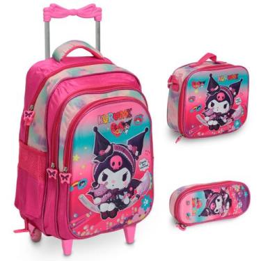 Imagem de Kit Mochila Bolsa Infantil Hello Kitty Carrinho Volta Aulas - Plike