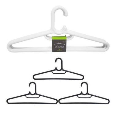 Imagem de Cabide Roupa Acrilico Preto/Branco Master 3 Pecas 44,5X18Cm