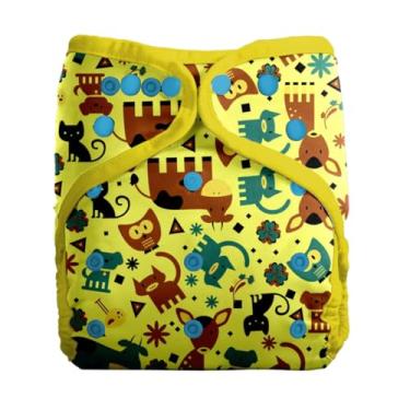 Imagem de Fralda Ecológica Reutilizável - AIO: com absorvente - Amarela Bichinhos - 3kg a 15kg