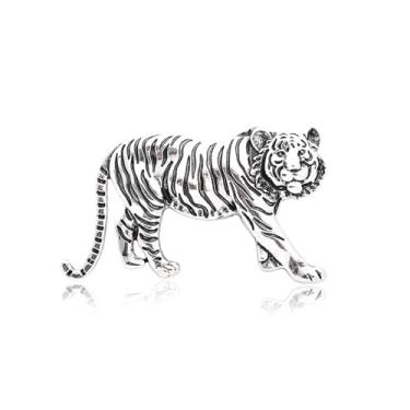 Imagem de Broche de tigre vintage ouro prata animal tigre broche lapela broche dominador legal charme leão casaco colarinho broche roupas chapéu saco terno festa roupas joias acessórios para mulheres e homens,