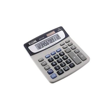 Imagem de Calculadora Elgin Mesa Visor 12 Dígitos Mv4123 Solar Bateria Cor Cinza