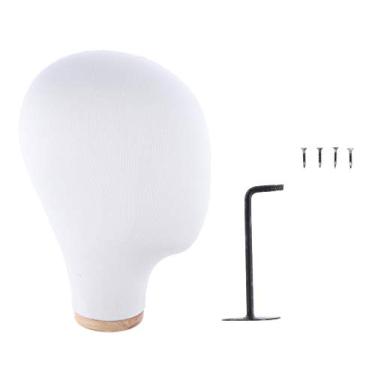 Imagem de SDENSHI Peruca de cabeça de manequim de lona profissional, fabricação de chapéu para exibição de montagem na parede - branca