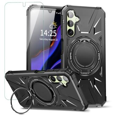 Imagem de Wetinforu Capa magnética para Samsung Galaxy S25 [compatível com MagSafe], capa para Samsung Galaxy S25 com protetor de tela, suporte giratório 360 integrado, proteção contra quedas, à prova de