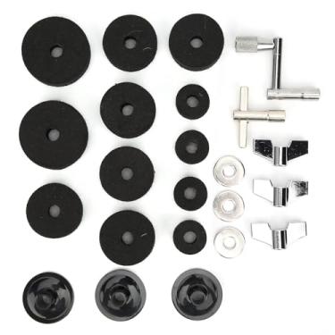 Imagem de Drum Felt Pad Cymbal Kit Non Slip Quality Som Melhoria para a Maioria Dos Kits de Bateria Preto Cinza (Preto)