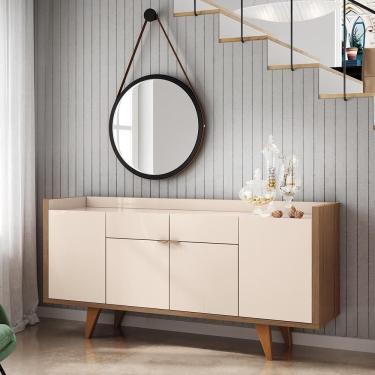 Imagem de Buffet Balcão Decorativo Albâni Sala De Jantar Pés Madeira Mdp/mdf Off White/castanho G26 - Gran Belo
