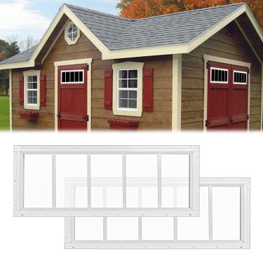 Imagem de Pacote com 2 janelas para galpão, 25 x 73 cm, suporte nivelado branco com vidro temperado para janelas de playhouse, janelas de galinheiro, garagem e celeiros (sem tela)