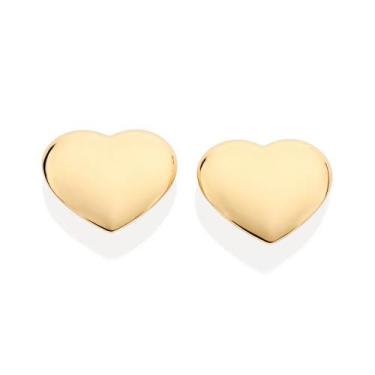 Imagem de Brincos rommanel feminino banhado ouro 18k maxi coração bold 527415