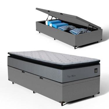 Imagem de Cama Box Baú com Colchão de Espuma D33 Pillow Top Maxx (Cinza, Solteiro)